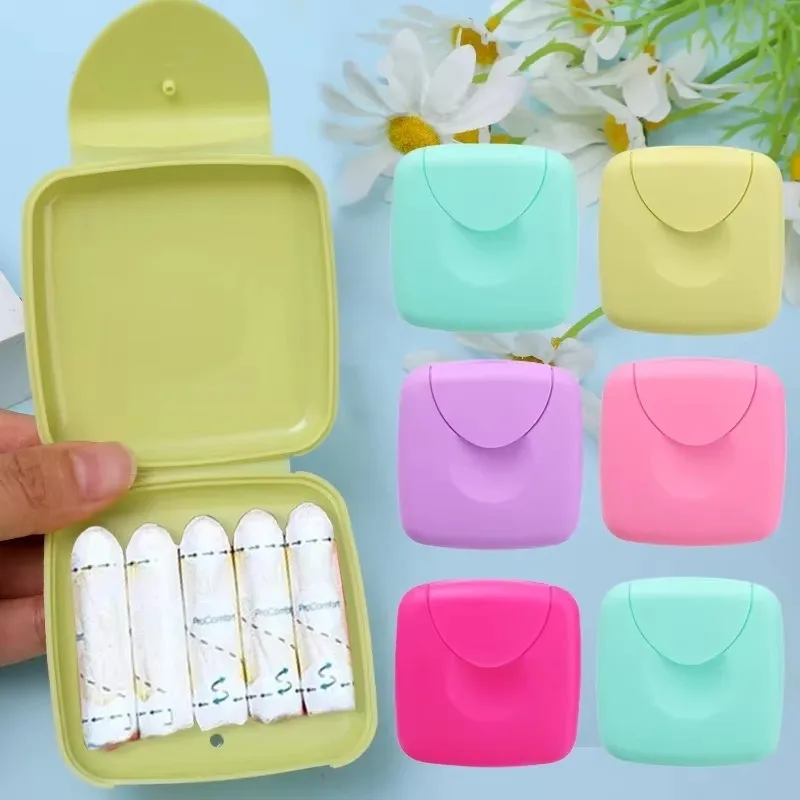 Creative Portable Women Tampons Storage Box Holder Tool Travel Outdoor Set Supplies Plastic Cosmetic Cotton Jewelry Storage Box 2