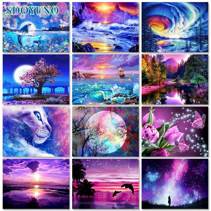 

Алмазная живопись SDOYUNO 5D, пейзаж, полная квадратная/круглая Алмазная мозаика, алмазная вышивка «сделай сам», стразы, домашний декор