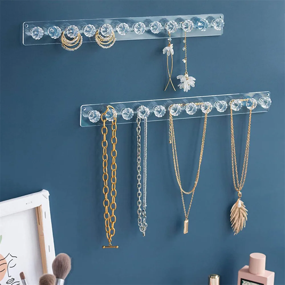 Transparent Acrylic Jewerly Storage Rack Earring Necklace Hanger Holder  Wall Mounted Jewerly Display Stand Organizer For Women - AliExpress