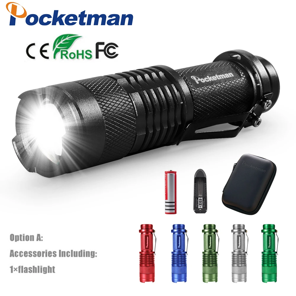 

led flashlight torch lantern portable mini flashlight Zoomable torches outdoor camping emergency lamp with pen holder