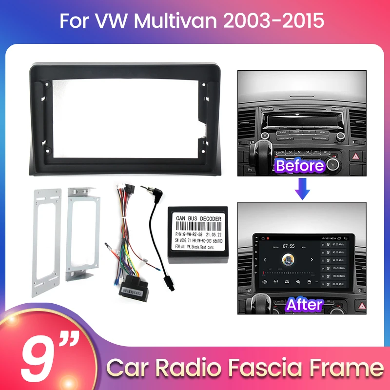 

Autoradio Cable Harness for VW Multivan 2003-2015 with Fascia Black Frame Dash Mount Kit Trim Panel
