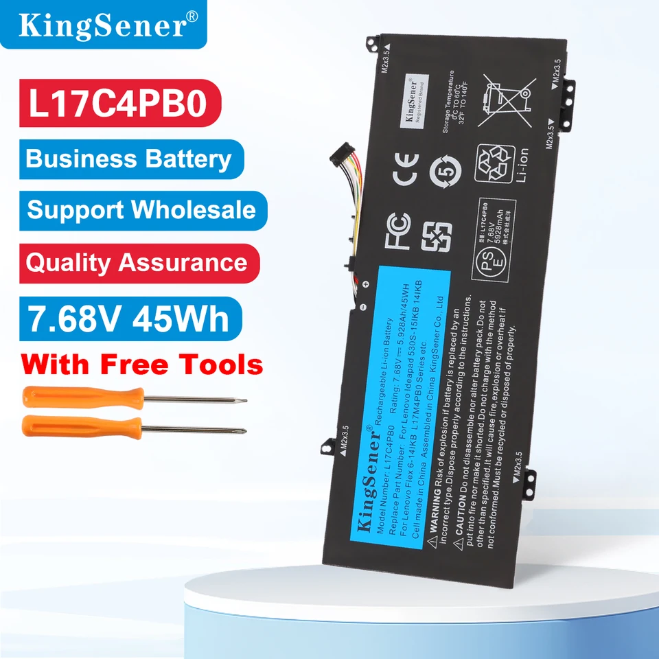 Batteria K KYUER L17C4PB0 Per Lenovo Flex 6, IdeaPad 530S E Yoga 530 – 45Wh 7.68V 4 Celle, Sostituisce L17M4PB0 E 5B10Q16066