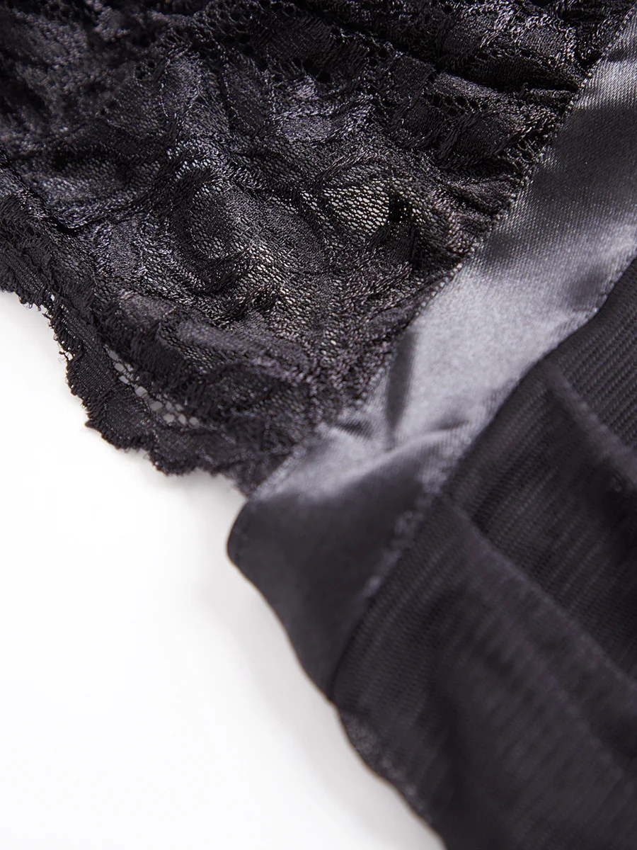 Biancheria intima plissettata divertente Abito corto in pizzo con cinturino largo Indumenti da notte sexy_voghion.com