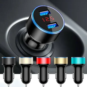 5V 3.1A 자동차 충전기 모든 유형의 모바일 휴대 전화 빠른 충전에 대한 듀얼 USB QC 어댑터 담배 라이터 LED 전압계