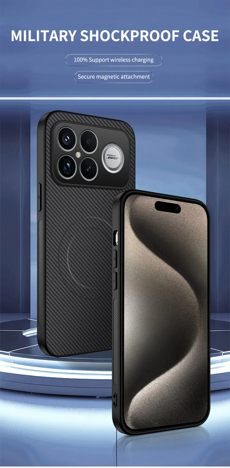Magnetische Carbon Faser Textur Telefon Fall Für XIAOMI POCO M7 X7 X6 F8 F7 Ultra F6 F5 Pro Für Magsafe Schutzhülle PC Zurück Abdeckung – Detail 1