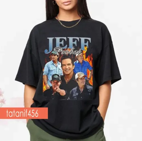 Фото Винтажная черная футболка Jeff Probst TE37437 с длинным или коротким рукавом №1