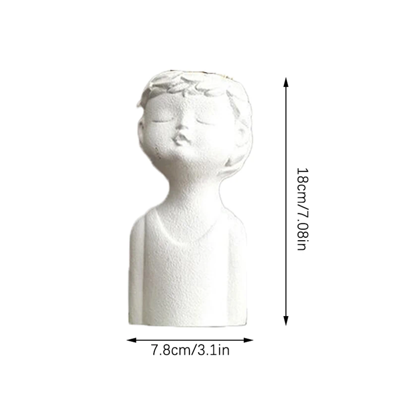 1 Piece Creative Sphinx Statue Ceramic Vase Indoor Decoration Statue Cute Boy Girl Hydroponic Vase Home Desktop Decorations 6