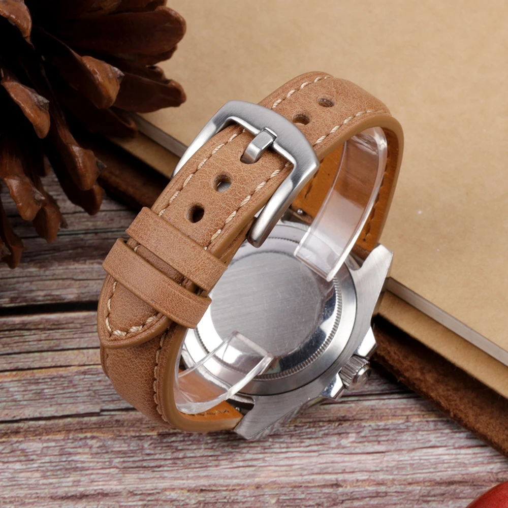 Genuine Leather Watchband 20mm 22mm Handmade Watch Strap Vintage Watch Accessories for Panerai Smartwatch Bracelet