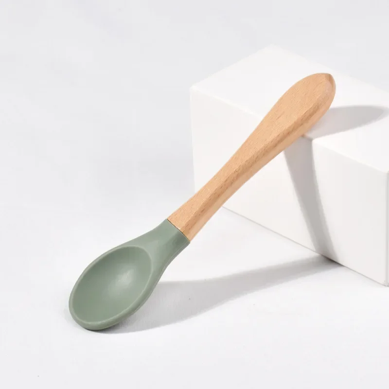 Spoons Baby Feeding Spoon Fork Wooden Handle Spoon Fork Set, Baby Plate Set - 第 21/22 張圖片