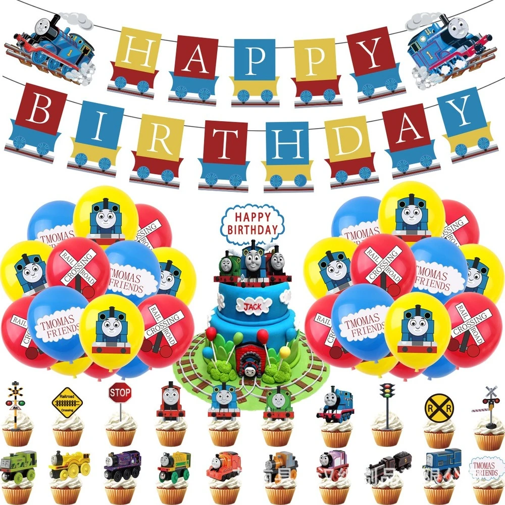 Thoma Theme Party Supplies Cartoon Cars Train Game Balloons Happy Birthday  Banner Party Decoration Cake Topper Boys Favors - Party & Holiday Diy  Decorations - AliExpress