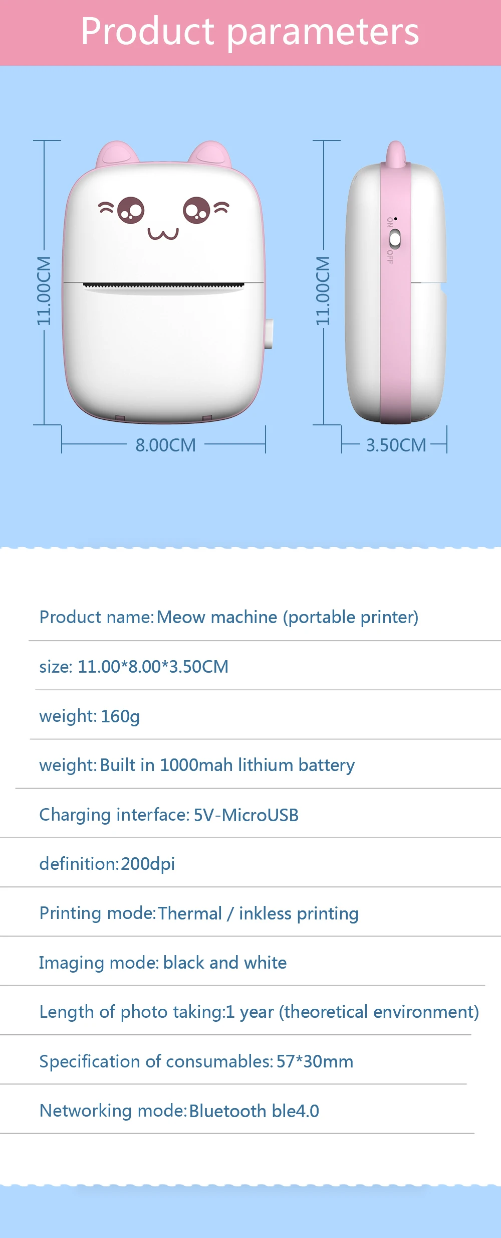 Get creative with meow mini label printer – portable, wireless, inkless thermal printer for stickers and labels on android and ios