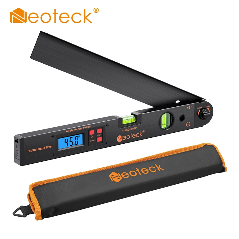 Neoteck 0~225&deg; Digital Protractor Angle Finder Gauge Meter Electronic Goniometer Horizontal Vertical Angle Level Test Ruler digital angle protractor angle protractor digital angle meter angle measuring tool