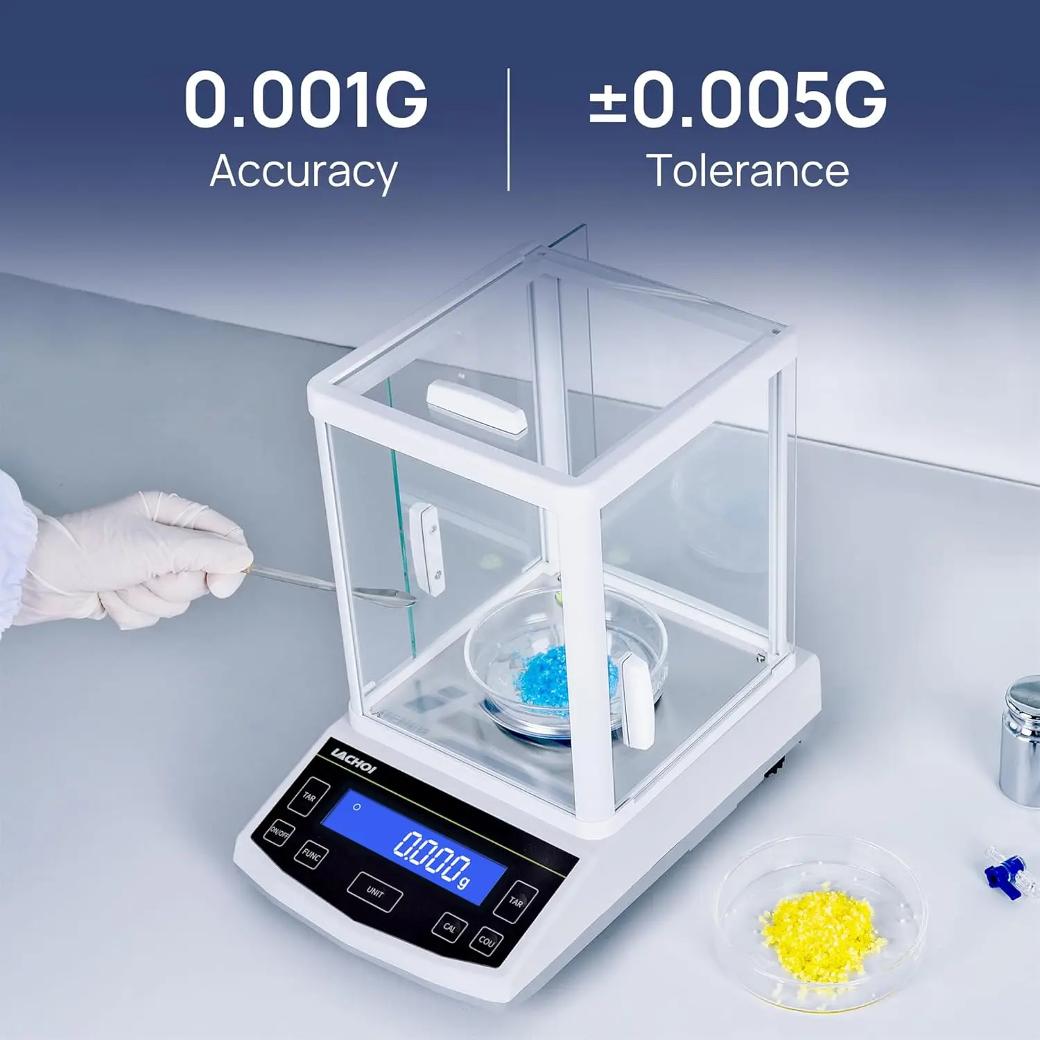 High Precision 500g Analytical Balance with 0.001g Accuracy, Windshield Protection, and RS232 Interface for Laboratory Use