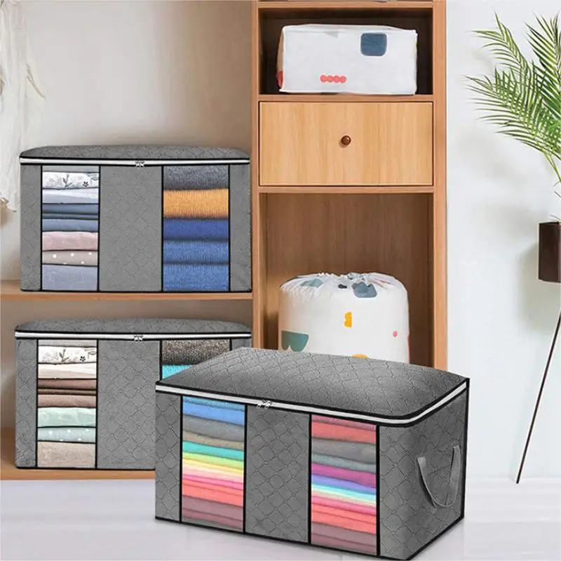 1pc Large Capacity Quilted Storage Bag, Zipper Dustproof Organizer