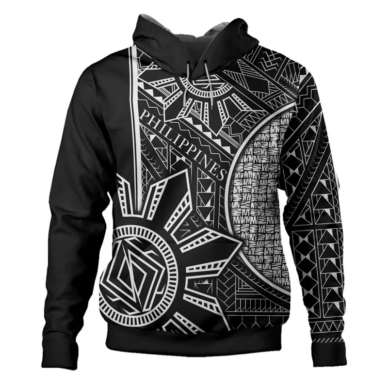 3D-Druck Philippinen Filipinos polynesische Tätowierung Lapu Sonne Stammes Hoodies für Männer Kind Mode Kapuze Hoody Vintage Pullover – Detail 7