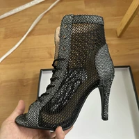 New Sexy High Heels Hollow Mesh Sandals Summer Fashion Trend Comfort Peep Toe Boots Stilettos Jazz Dance Female Shoes Plus Size - Image 5