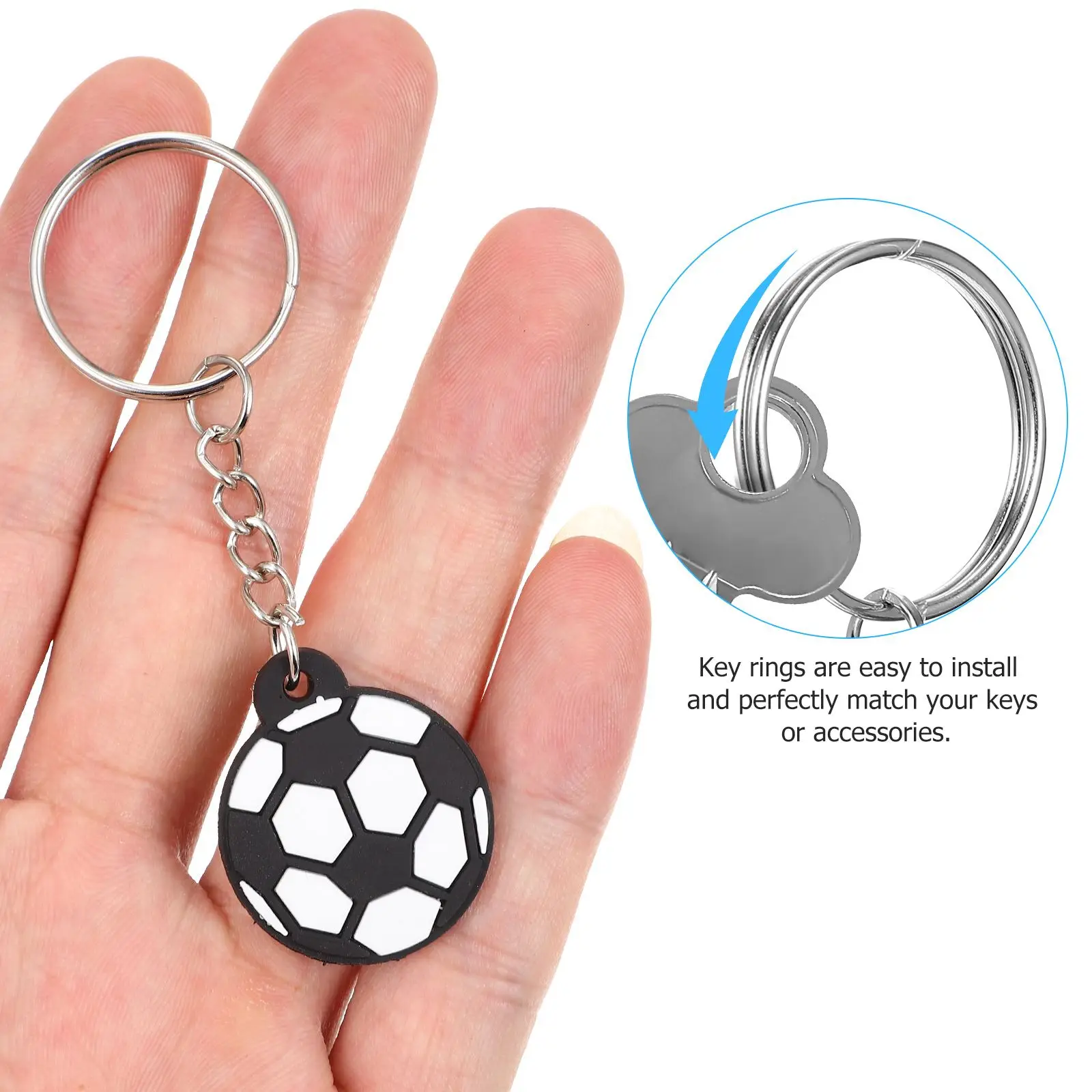 24pcs Football Keychains Portable Keyrings With Soccer Pendants Party Favors Sport Keychains Carnival Game Reward Gifts football party toys handmade doll keychain