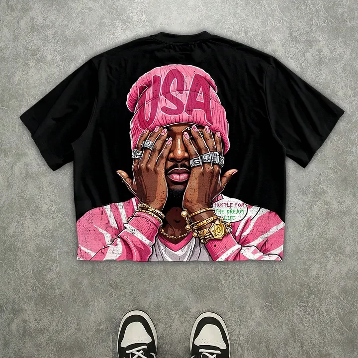 Vintage Oversized Hip Hop Streetwear Graphic T-Shirt - Casual Short Sleeve Summer Fashion Tee