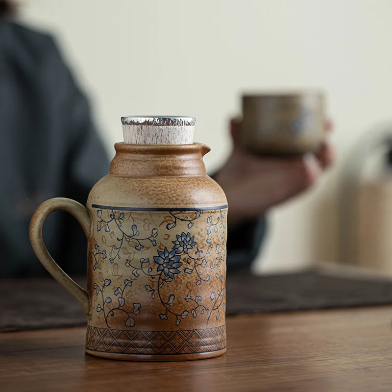 580ML Large Capacity Ceramic Stewed Teapot Tea Brewing Insulated Single Pot Pottery Kettle For Office Outdoor Use Kung Fu Teaset