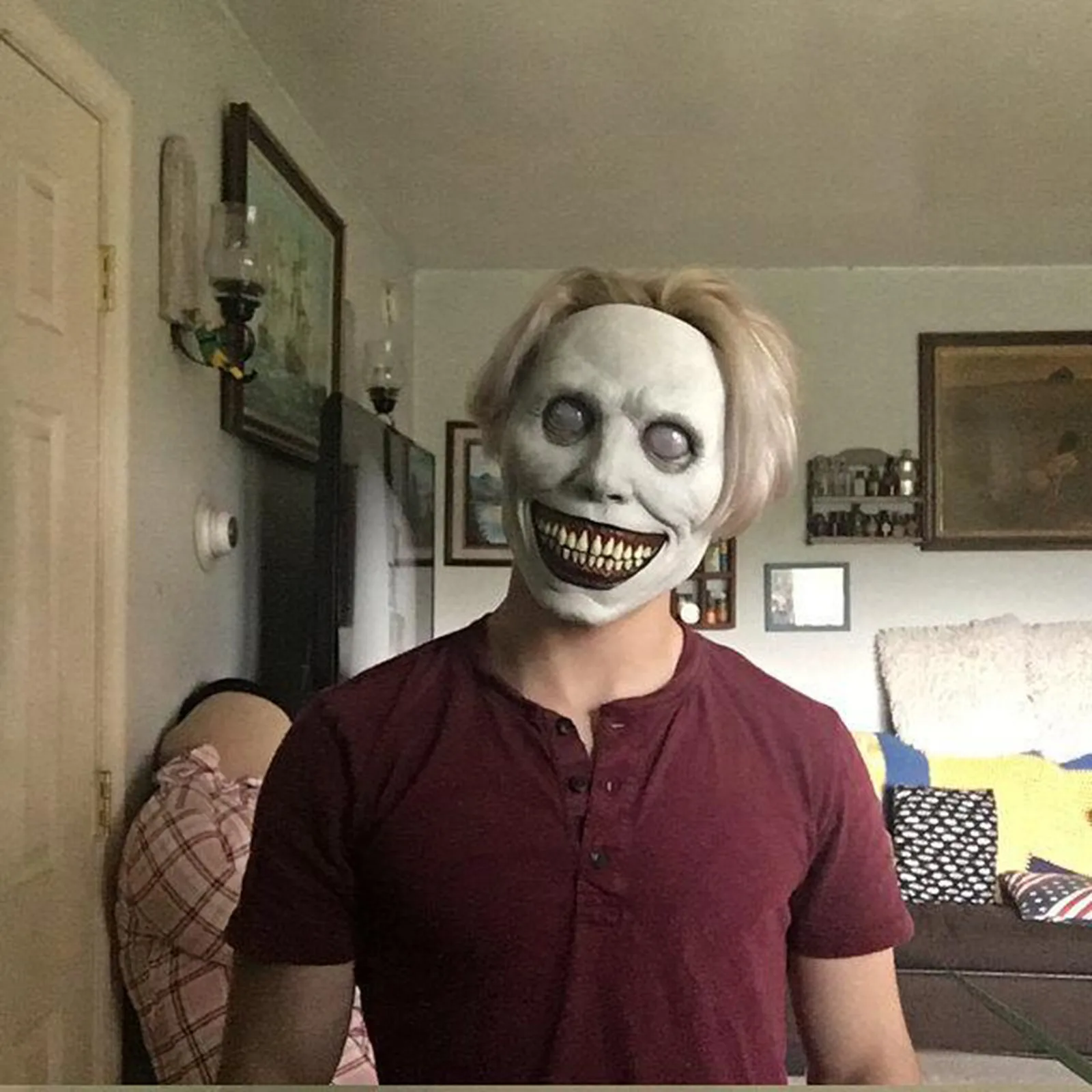Creepy Halloween Mask Smiling Demons Horror Face Masks The Evil Cosplay Props Party Masquerade Halloween Mask Clothing Accessor half face mask masquerade mask full face mask game cosplay props