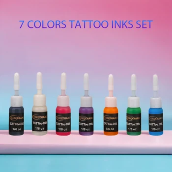 5ml 10/7colors Tattoo Ink Pigment with box Body Art Tattoo Kits Professional Beauty Paints Makeup Tattoo Supplies Semi-permanent