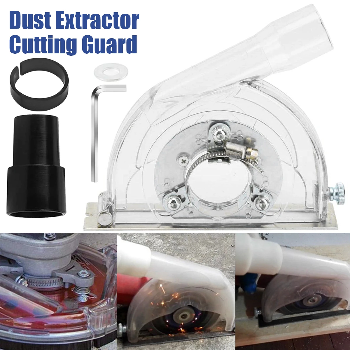 

Dust Extractor Cutting Guard 4" 5" Professional Angle Grinder Guard with Attachments Transparent Durable Grinding Cover Cutting