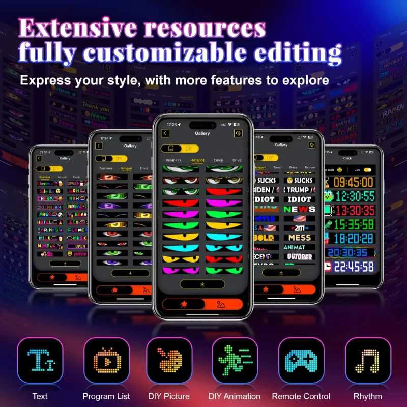Truck Devil Eye LED Matrix Pixel Panel Remote App Control DIY Programmable Flexible Screen for Car Truck Accessorie
