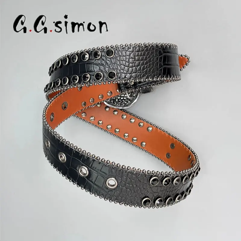 GGSIMON Crown Rhinestones Belts Luxury Strap for Men Cowgirl Cowboy Crystal  Pin Buckle Diamond Cinturones Para Hombre Goth Style - AliExpress