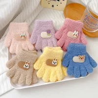 Winter Knitted Gloves Cartoon Warm Mittens Toddlers Outdoor Cartoon Pattern Cute Gloves for Child Kids Baby Girls Boys 1-3Y 3