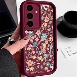 Romantic Flowers Soft TPU Silicone Phone Case for Samsung Galaxy A15 5G (A677 Wine Red)