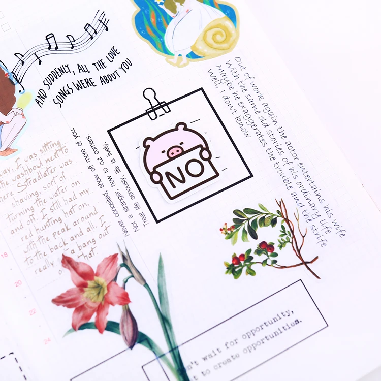40pcs Pig Expression Hand Account Sticker Decoration Pattern Cute Cartoon Japanese Mobile Phone Case Ipad Notebook Material