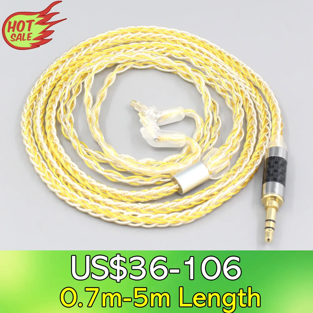 

LN007285 8 Core Silver Gold Plated Braided Earphone Cable For Sony MDR-EX1000 MDR-EX600 MDR-EX800 MDR-7550