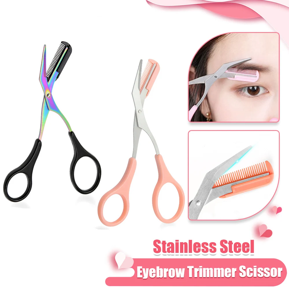 Eyebrow Trimmer Razor Blade Scissor Comb Scraper Women's Makeup Tools