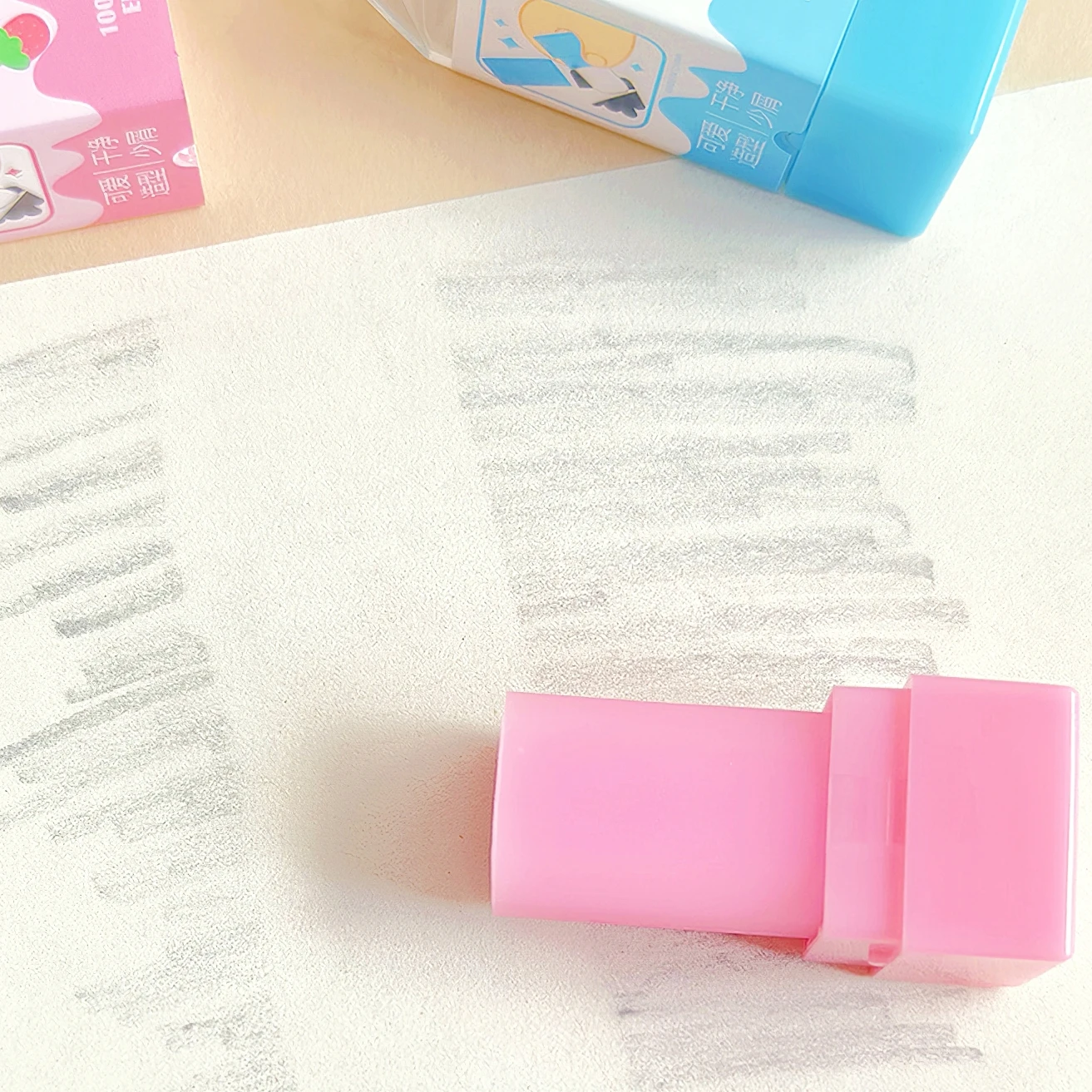 Milk Eraser Set Cartoon Mini Banana Chocolate Less Dust Eco PVC Cleaning Tools for Pencil Office School Student F3008 4pcs