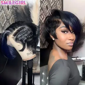 Bob Wig Human Hair Coracrown Natural Realistic Side Parted Short 13×4 Hd Lace Frontal Wig Pixie Cut Wig For Black Women 10 Inch 1
