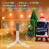 LED Note Board Night Light With Colorful 7 Pens DIY Acrylic Message Board Erasable Painting Drawing Board For Kids Birthday Gift - Image 2