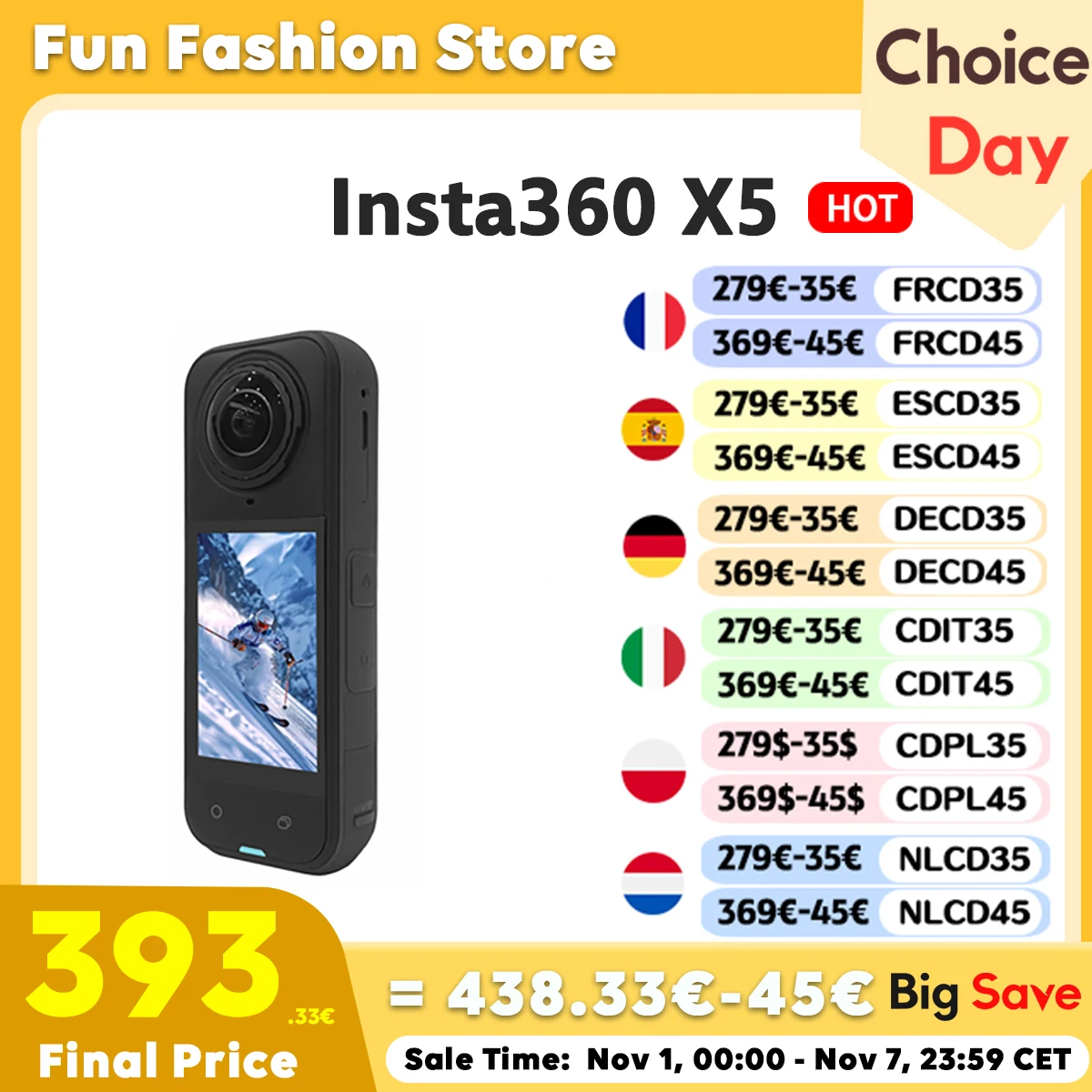 Insta360 X5 Camera Waterproof 8K 360° Action Cam Lenses8K 30fps 360° Video X5 Action Camera Wind Guard 185mins New original