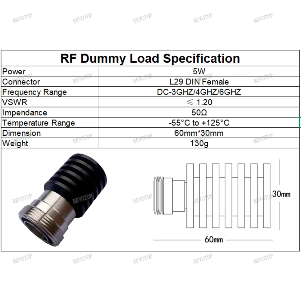 1PCS RF 동축 종단 부하 5W L29 DIN 여성형 50옴 DC-3GHz/4GHz/6GHz RF 더미 부하