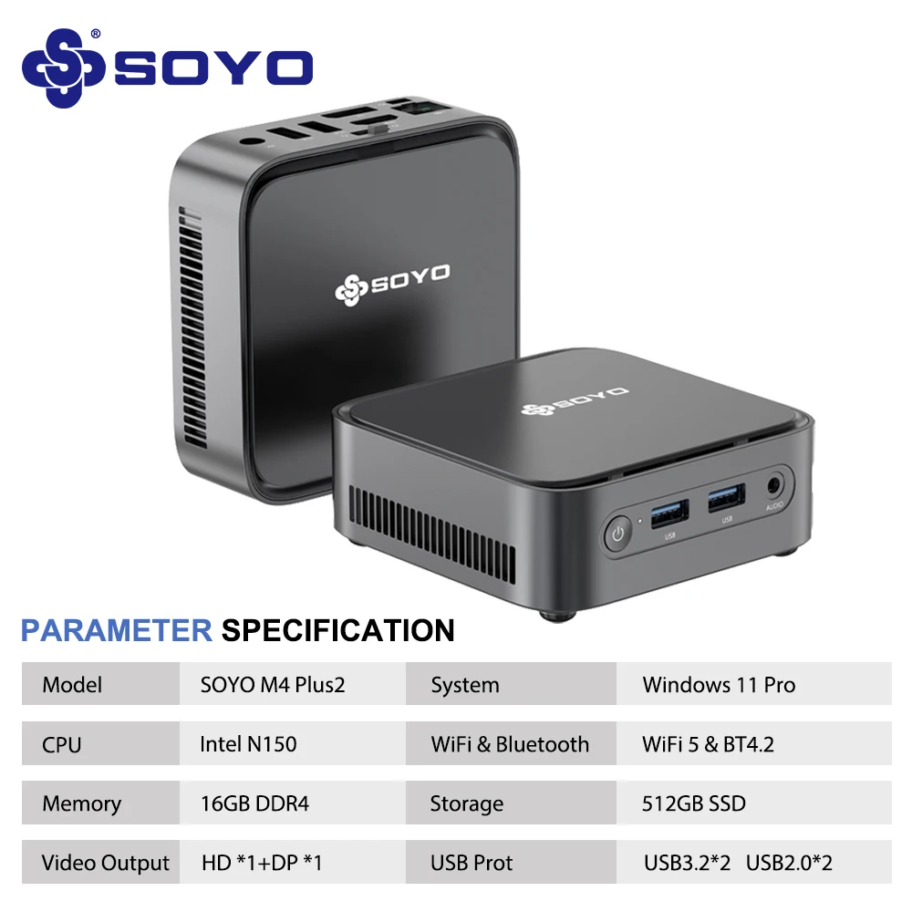 【新品】SOYO M4 Pro ミニPC 16GB+512GB WiFi6 SOYO M4PLUS2 Mini PC: 8/16GB RAM, 256/512GBSSD, Intel Twin Lak