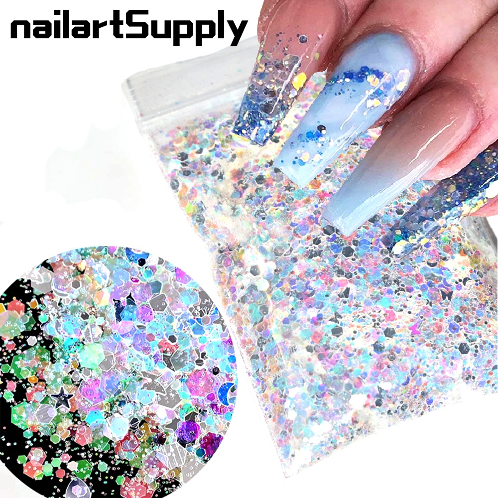 

50 г, искусство ногтей, искусство ногтей, блестки 3D, Русалка, шестиугольник, аксессуары для маникюра, наконечники, украшение, блестки