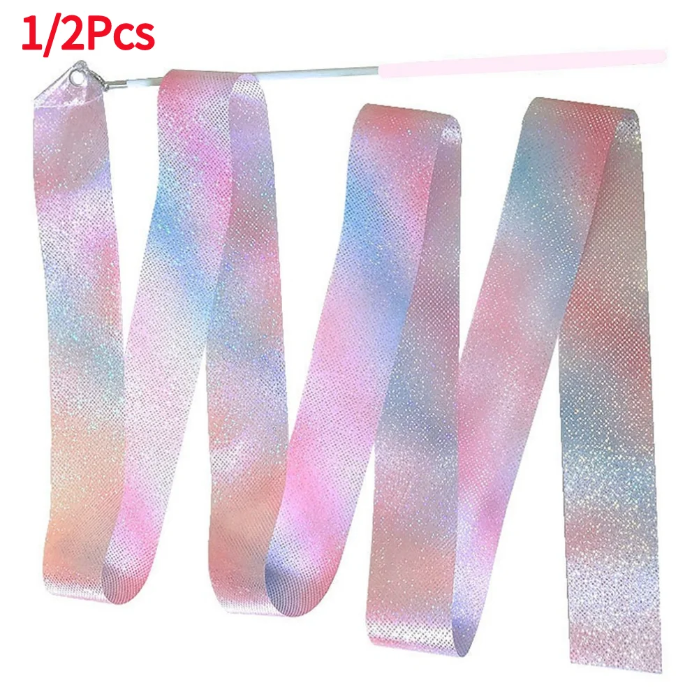 2/4/6 Meters Gymnastics Colorful Ribbons Art Gymnastics Dance Ribbon for  Ballet Dancing Twirling Gymnastics Training Equipment