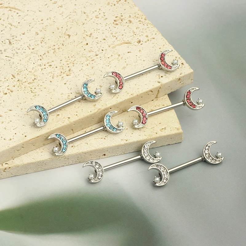 Nipple Rings Belly Button Rings For Women Cute Heart Butterfly Moon CZ Barbell Nipple Rings Curved moon star mix 3 colors wholes