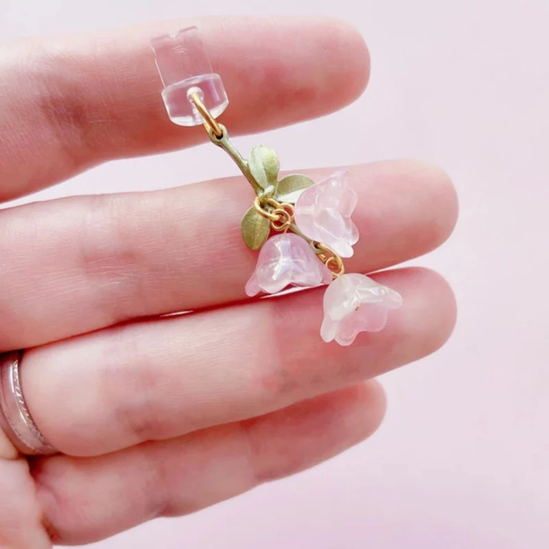 New 1PC For Phone/Type-C Interface Cute Pink Lily Of The Valley Phone Charm Flower Green Leaf Dust Plug DIY Accessories - Image 5