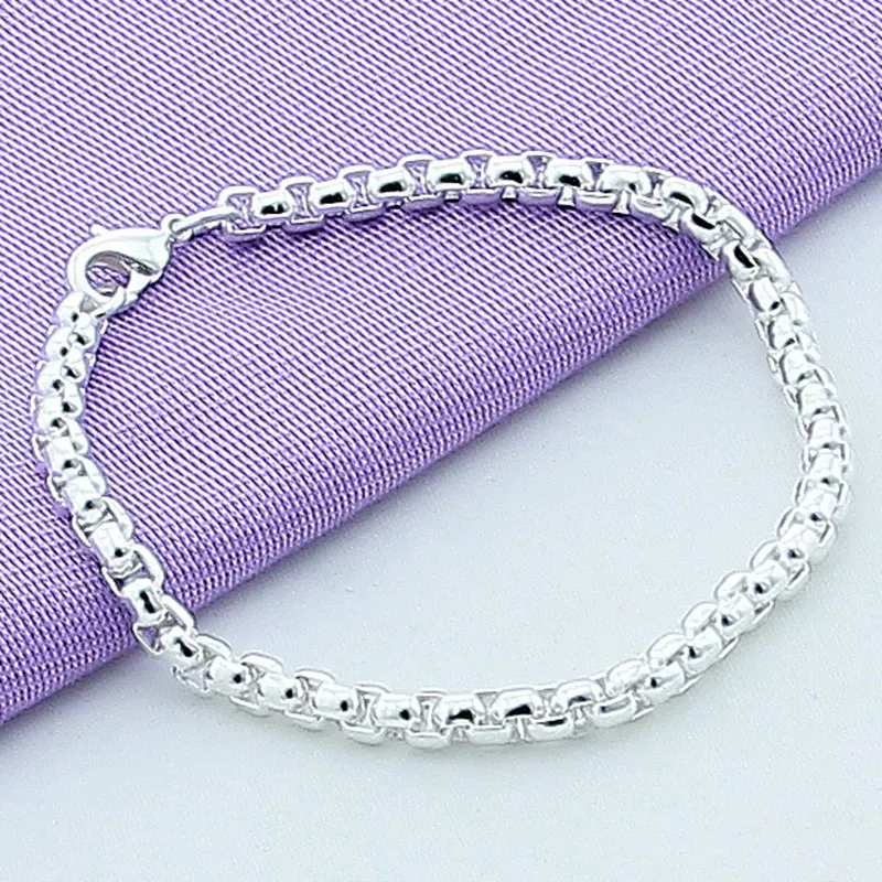 Fashionable 925 Sterling Silver 3 MM Venetian Chain Bracelet