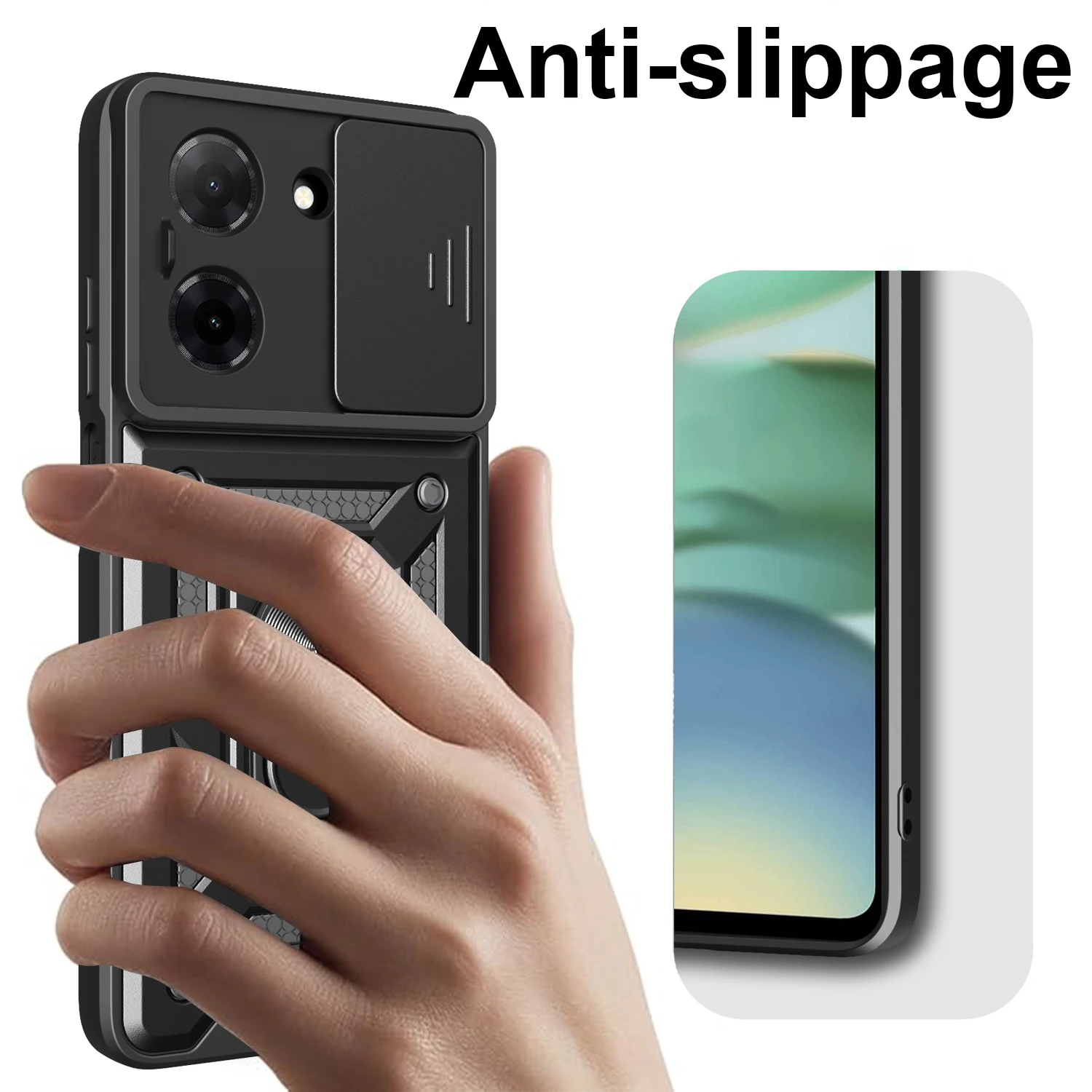 Armored Protective Phone Case with Magnetic Ring and Camera Protection