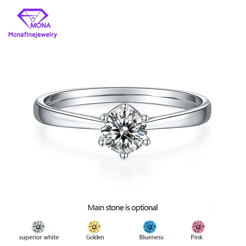 

Wholesale Classical 925 Sterling Silver Ring 0.5 Ct Various Color Selection VVS Moissanite Ring Fashion Jewelry Birthday Gift