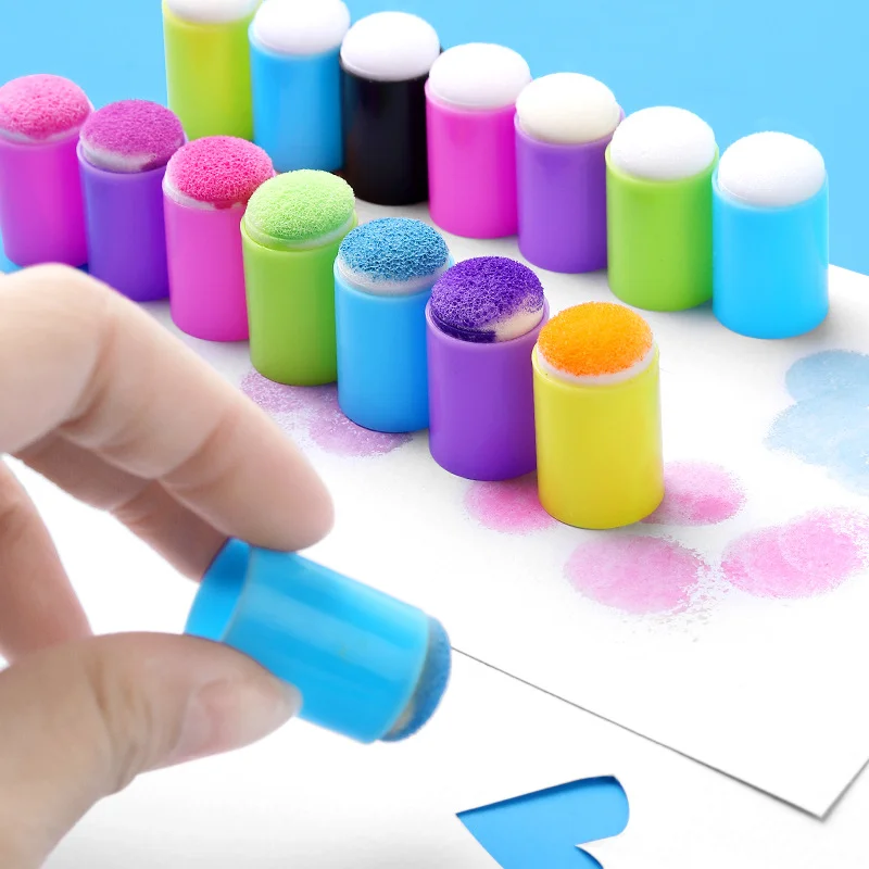 30PCS 공예 손가락 스폰지 Daubers 드로잉 프로젝트 손가락 페인팅 스폰지 카드 만들기, 그림, 스탬핑, 잉크 상자 포함