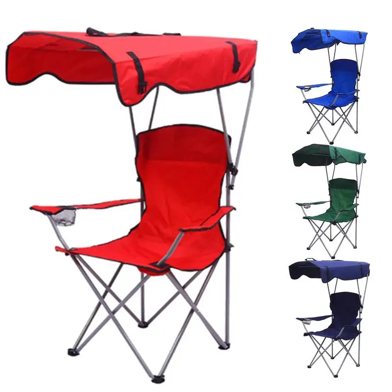 Folding Camping Chair Beach Chair Folding Camping Leisure with Canopy Shade for Outdoor Fishing Festival Lawn Picnic