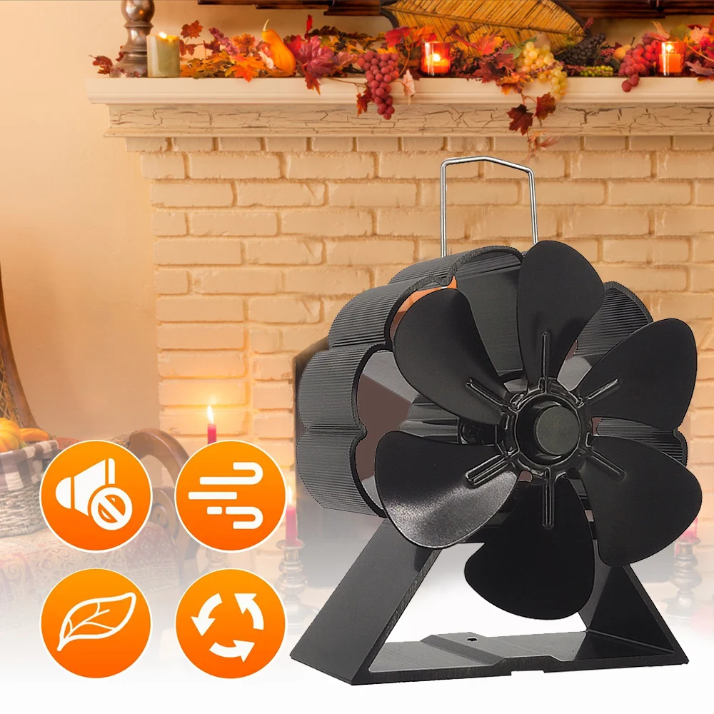 Heat Powered Stove Fan Eco Quiet 6 Blades Log Wood Burner Fireplace Fan Winter Warmer Home Efficient Heat Distribution stove fan