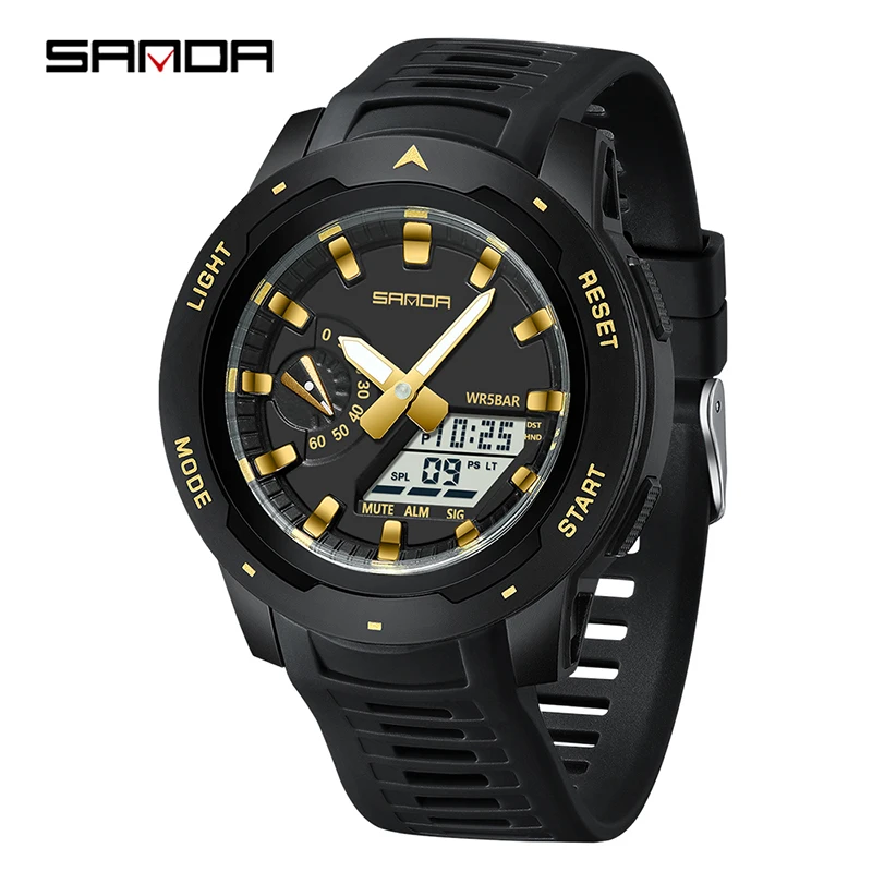 SANDA Fashion Electronic Watch - Multifunctional Waterproof Luminous Digital Timepiece